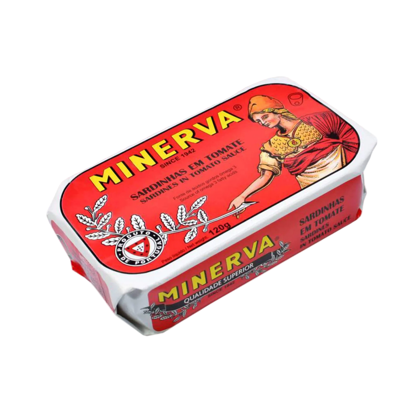 Minerva sardine can packaging on a white background
