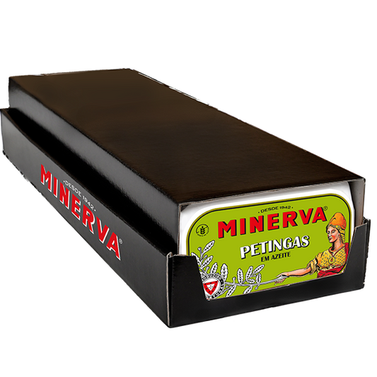 Minerva Petingas in Olive Oil – box of 15 tins