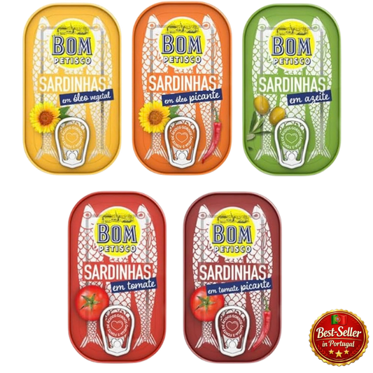 Bom Petisco portugališkų sardinių degustacinis rinkinys (5 x 120 g)