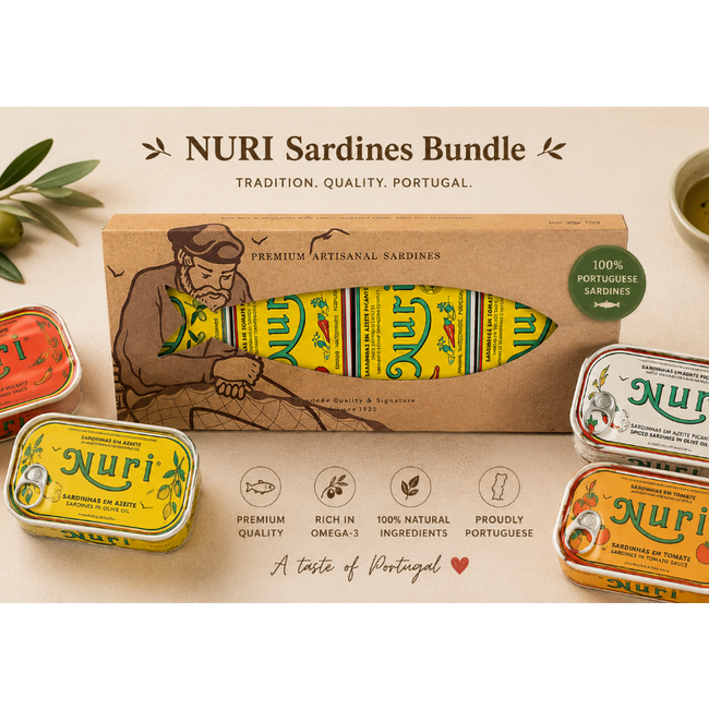 NURI išskirtinė kolekcija – 4 aukštos kokybės portugališkų sardinių skardinės (4 × 125 g)