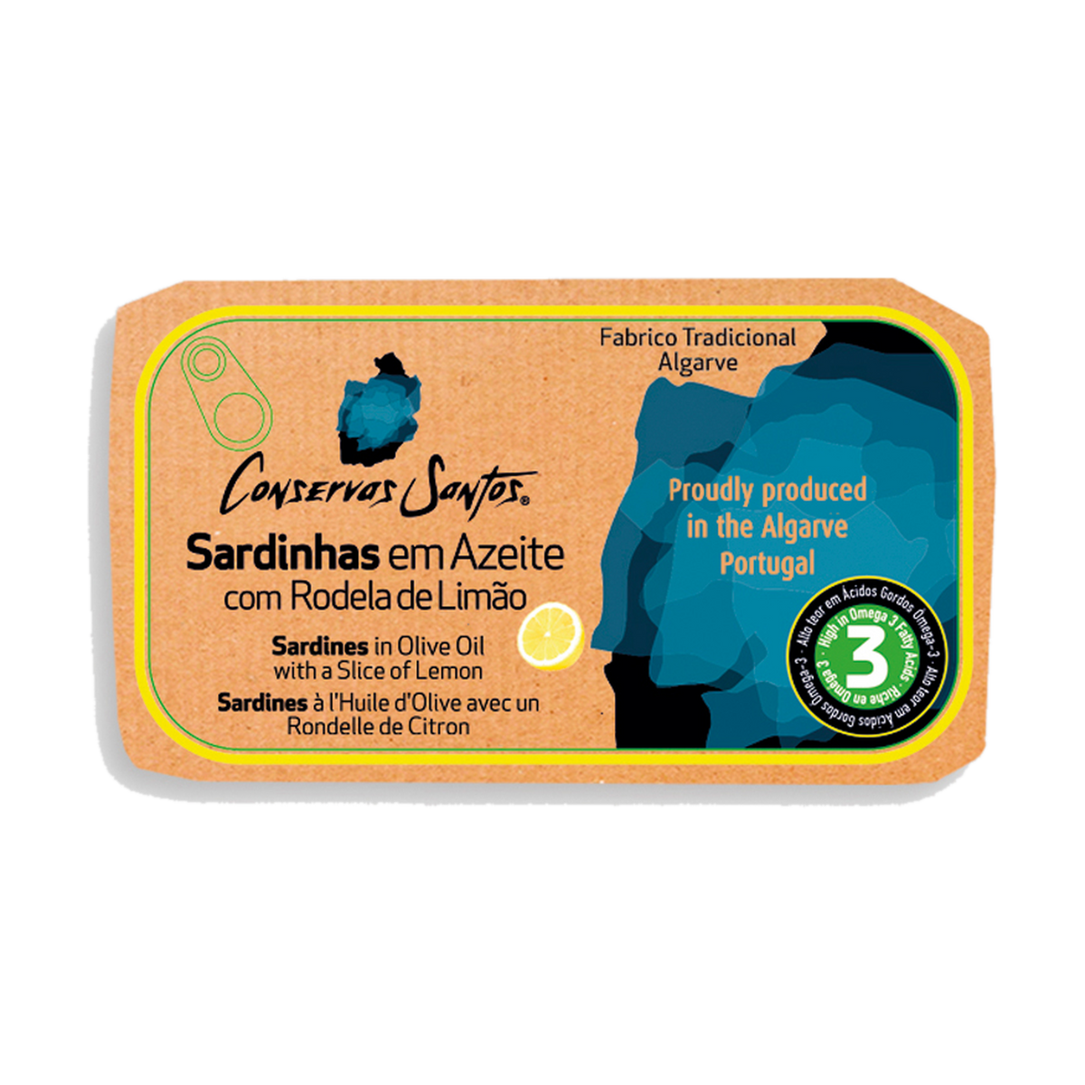 Campo Santos sardines in olive oil with lemon slice, 120g tin