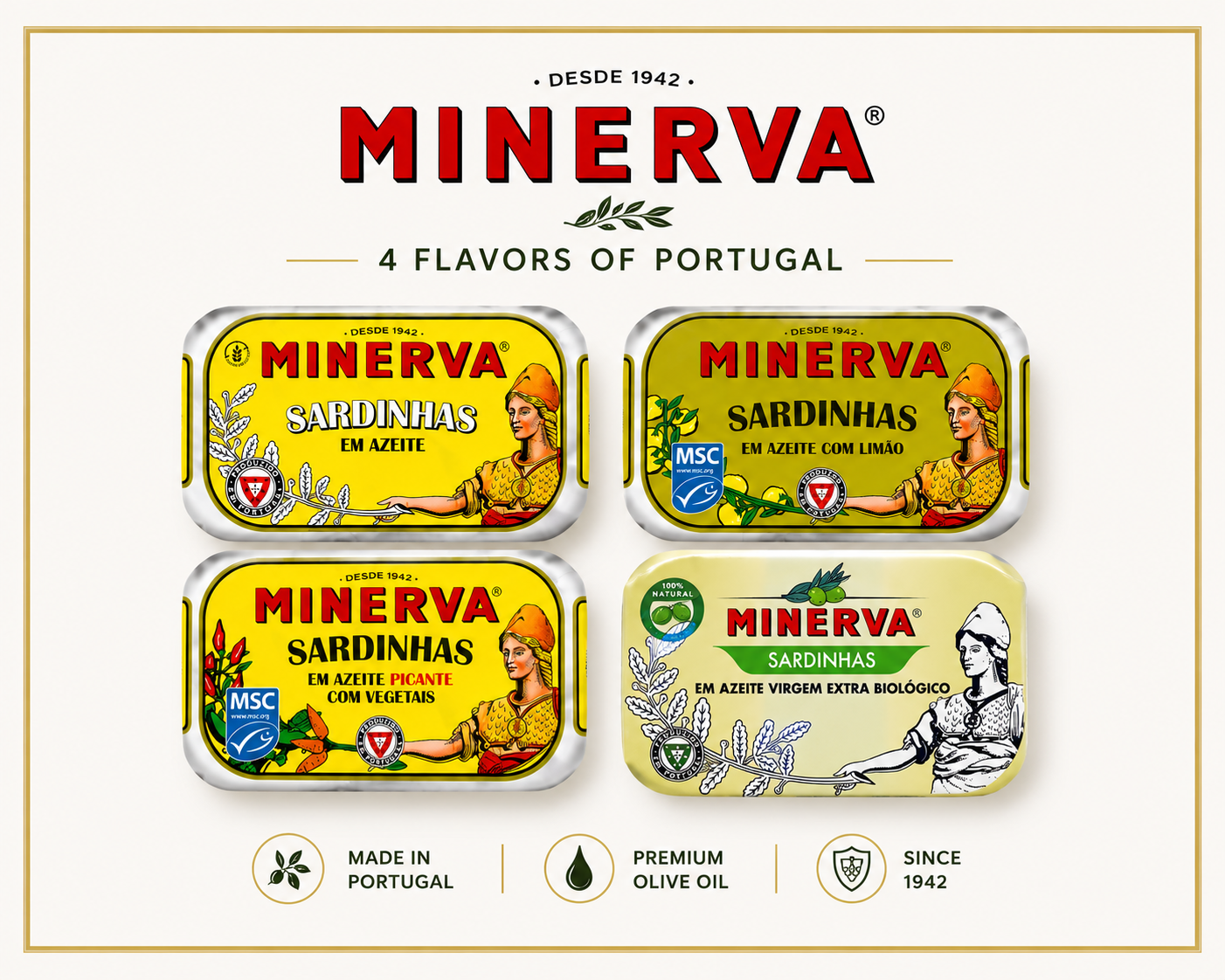 Minerva Portuguese Sardines in Olive Oil Degustacion (4 x 120g)