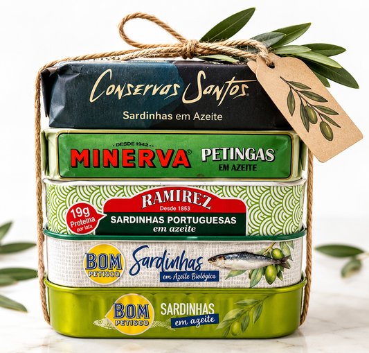 Portuguese sardines tasting gift set with 5 tins in olive oil