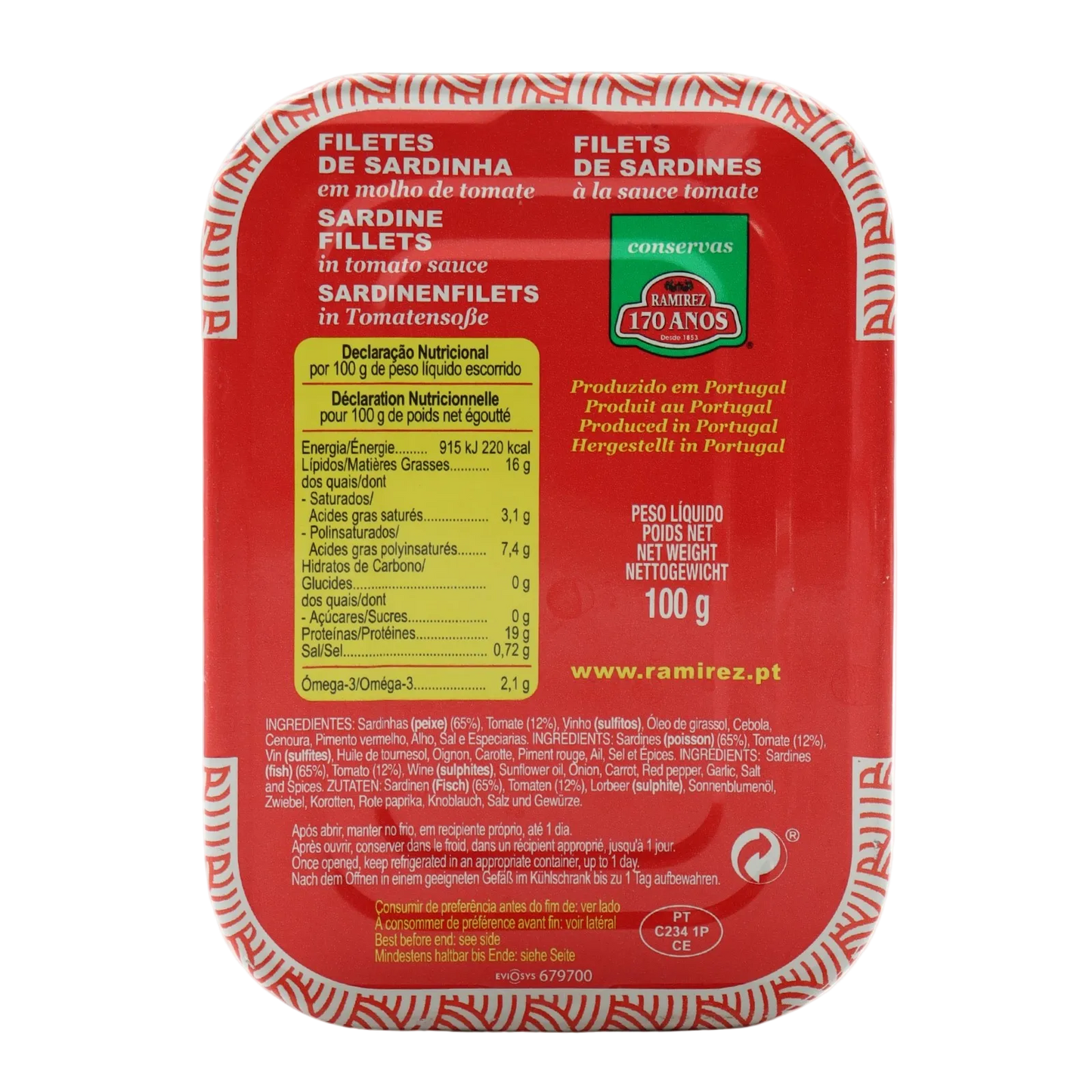 Ramirez Boneless sardine fillets in tomato sauce