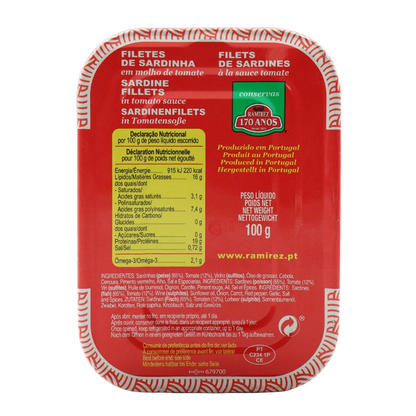 Ramirez Boneless sardine fillets in tomato sauce